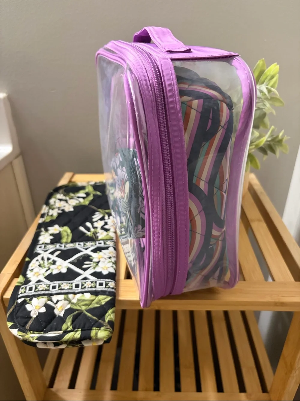 Vera Bradley Floral & Purple Clear Travel Cosmetic Set - Picture 2 of 4